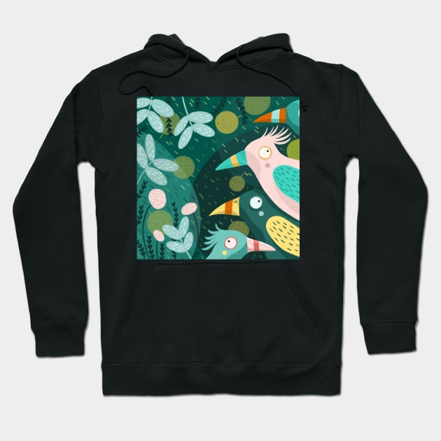 Birds in the jungle Hoodie by Valeria Frustaci 